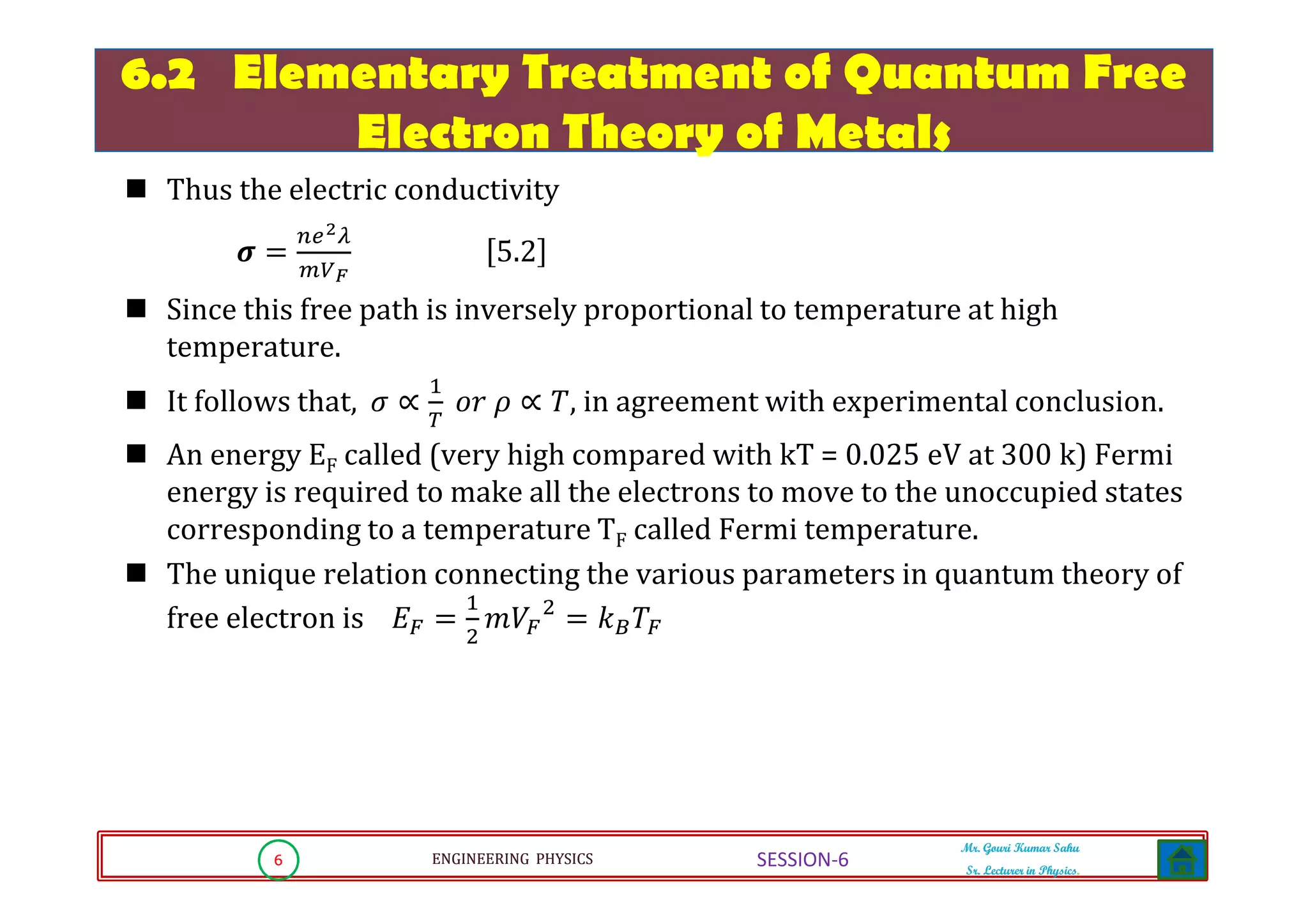 CLASSICAL FREE ELECTRON THEORY ENGINEERING PHYSICS visual data 4