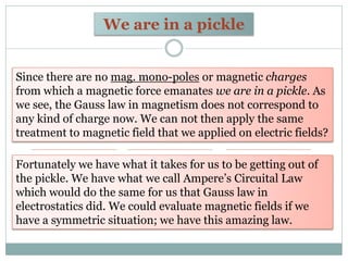 We are in a pickle
Since there are no mag. mono-poles or magnetic charges
from which a magnetic force emanates we are in a...