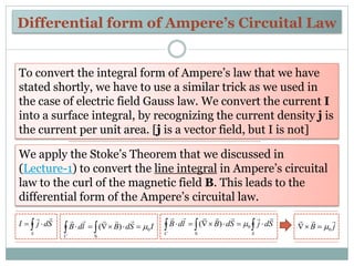 Differential form of Ampere’s Circuital Law
To convert the integral form of Ampere’s law that we have
stated shortly, we h...