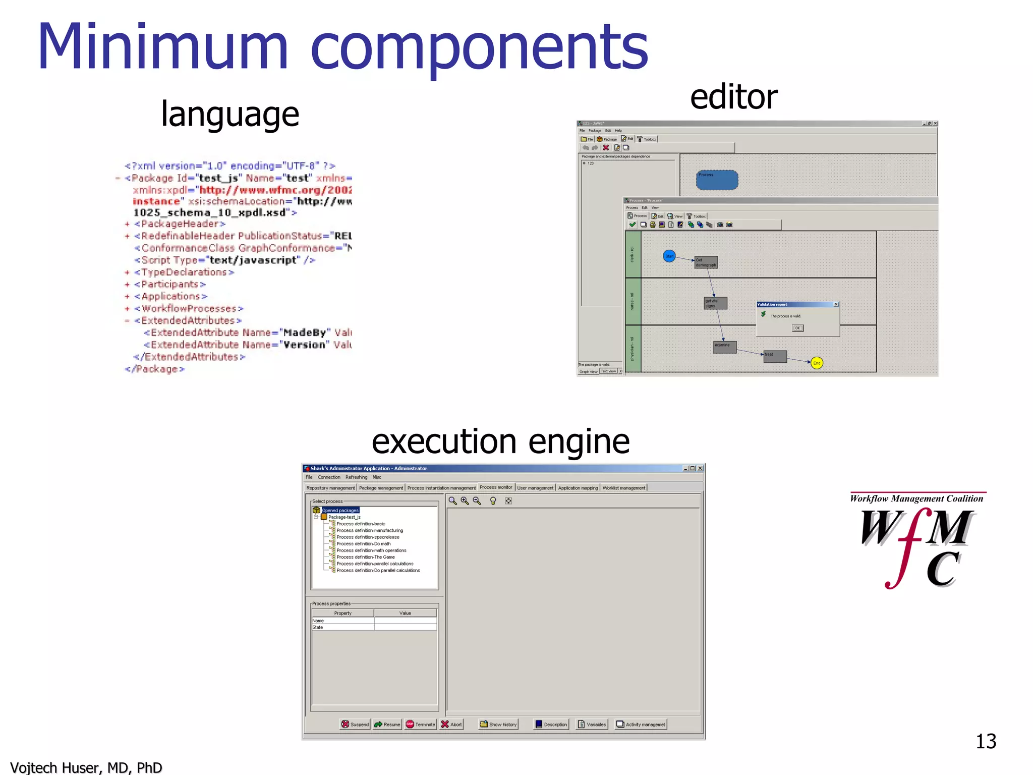 Minimum components language editor execution engine 