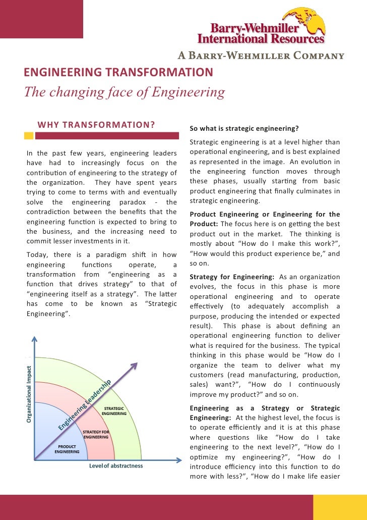 The case for Engineering Transformation