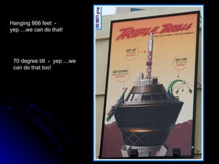 Hanging 866 feet  -  yep….we can do that! 70 degree tilt  -  yep….we can do that too! 