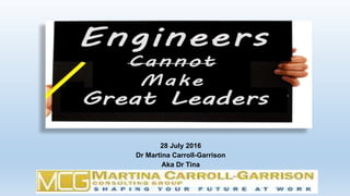 28 July 2016
Dr Martina Carroll-Garrison
Aka Dr Tina
 