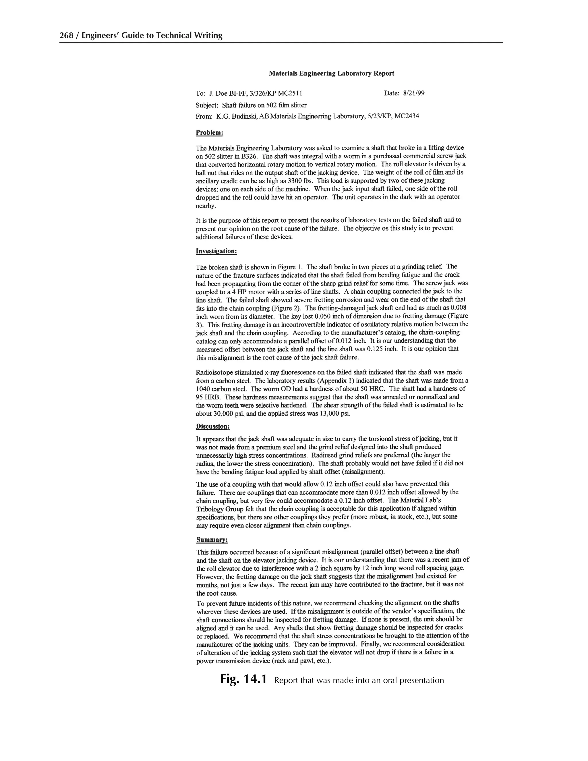 268 / Engineers’ Guide to Technical Writing
Fig. 14.1 Report that was made into an oral presentation
 