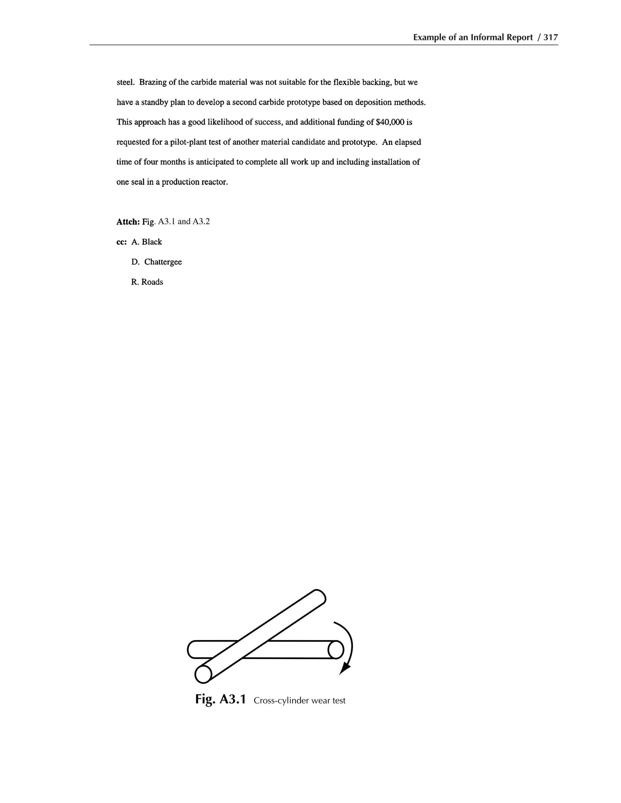 Example of an Informal Report / 317
Fig. A3.1 Cross-cylinder wear test
 