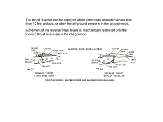 The thrust reverser can be deployed when either radio altimeter senses less
than 10 feet altitude, or when the air/ground sensor is in the ground mode.

Movement of the reverse thrust levers is mechanically restricted until the
forward thrust levers are in the idle position.
 