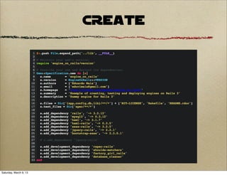 CREATE




Saturday, March 9, 13
 