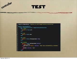 ol ler
          tr
  co    n               TEST




Saturday, March 9, 13
 