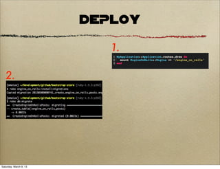 DEPLOY
                           1.

   2.




Saturday, March 9, 13
 