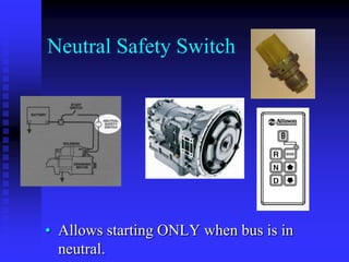 Neutral Safety Switch

• Allows starting ONLY when bus is in
neutral.

 