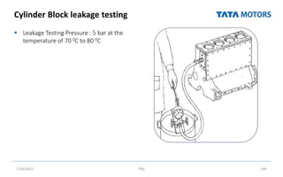 Cylinder Block leakage testing
 Leakage Testing Pressure : 5 bar at the
temperature of 70 0C to 80 0C
7/26/2022 TML 190
 