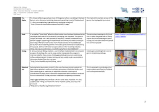 Salford City College 
Eccles Sixth Form Centre 
BTEC Extended Diploma in GAMES DESIGN 
Unit 73: Sound For Computer Games 
IG2 Task 1 
2 
Pre- 
Alpha 
Pre-Alpha is like mega early version of the game, before everything is finalized. 
Beta is when the game is coming along and everything is sort of finalized and 
i t's during a stage when bugs and errors are being ironed out. 
“http://forum.ea.com/eaforum/posts/list/440511.page” 
Pre alpha is the earliest version of the 
game, that is playable to a extent. 
Gold A game has "Gone Gold" when the final master copy has been produced at the 
developer and sent off for replication, packaging and shipment. The game is 
not yet released, but i t will typically be around 2-3 weeks (sometimes less) 
before i t begins appearing on s tore shelves and online pre-orders arriving at 
doorsteps. The term i tself comes from the old practice of recordable CDs 
being manufactured with gold film. Hence the gold colored CD actually being 
the source, with no reference to copies sold as in the recording industry. 
2http://www.urbandictionary.com/define.php?term=Gone%20Gold” 
There are two meanings to this, and 
one i s when the game s ells so many 
copies that is becomes a gold game 
saying it is one of the best the console 
has (or most popular 
https ://twitter.com/xboxuk/status/504212 
103767789568 
Debug A debug menu or debug mode is a user interface implemented in a computer 
program that allows the user to view and/or manipulate the program's 
internal state for the purpose of debugging. Debug menus are used during 
software development for easy testing and are usually made inaccessible or 
otherwise hidden from the end-user. 
“http://en.wikipedia.org/wiki/Debug_menu” 
A debug is something that is run to 
get rid of glitches and bugs. 
Automat 
ion 
Automation or automatic control, is the use of various control systems for 
operating equipment such as machinery, processes in factories, boilers and 
heat treating ovens, switching in telephone networks, s teering and 
s tabilization of ships, aircraft and other applications with minimal or reduced 
human intervention. Some processes have been completely automated. 
The biggest benefit of automation is that i t saves labor, however, i t is also 
used to save energy and materials and to improve quality, accuracy and 
preci sion. 
“http://en.wikipedia.org/wiki/Automation” 
Thi s is automatic control where the 
engine takes care of parts of objects 
and coding automatically. 
 
