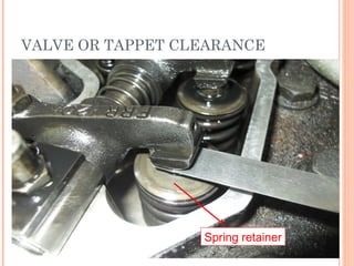 VALVE OR TAPPET CLEARANCE
Spring retainer
 