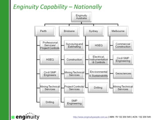 Enginuity Capability – Nationally




                      http://www.enginuitypeople.com.au | ABN: 78 132 200 545 | ACN: 132 200 545
 