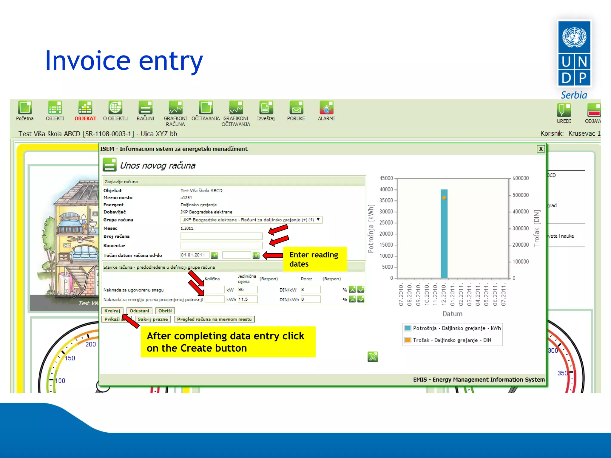Page 83
Invoice entry
Enter reading
dates
After completing data entry click
on the Create button
 
