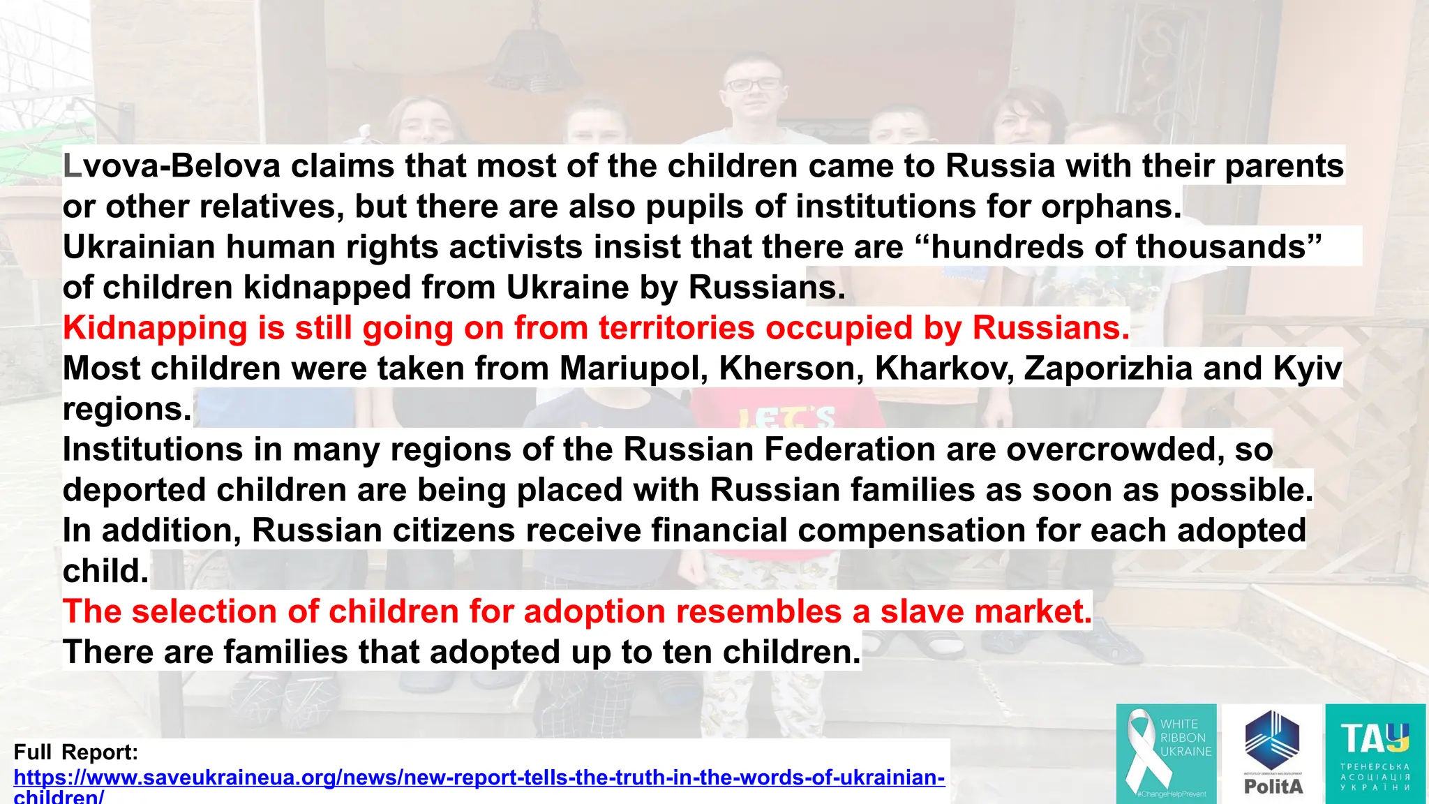 Kidnapped Ukrainian Children - OSINT Analytical Research | PPTX