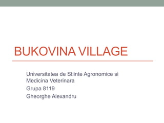 BUKOVINA VILLAGE
Universitatea de Stiinte Agronomice si
Medicina Veterinara
Grupa 8119
Gheorghe Alexandru
 