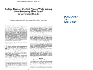 SCHOLARLY 
OR 
POPULAR? 
 