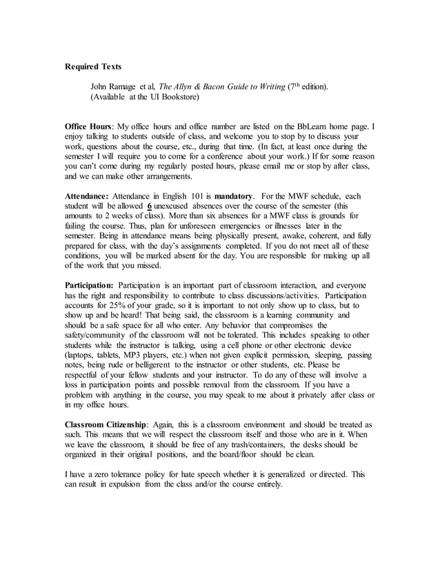 Engl 102 Syllabus Docx Undergraduate Education College Education