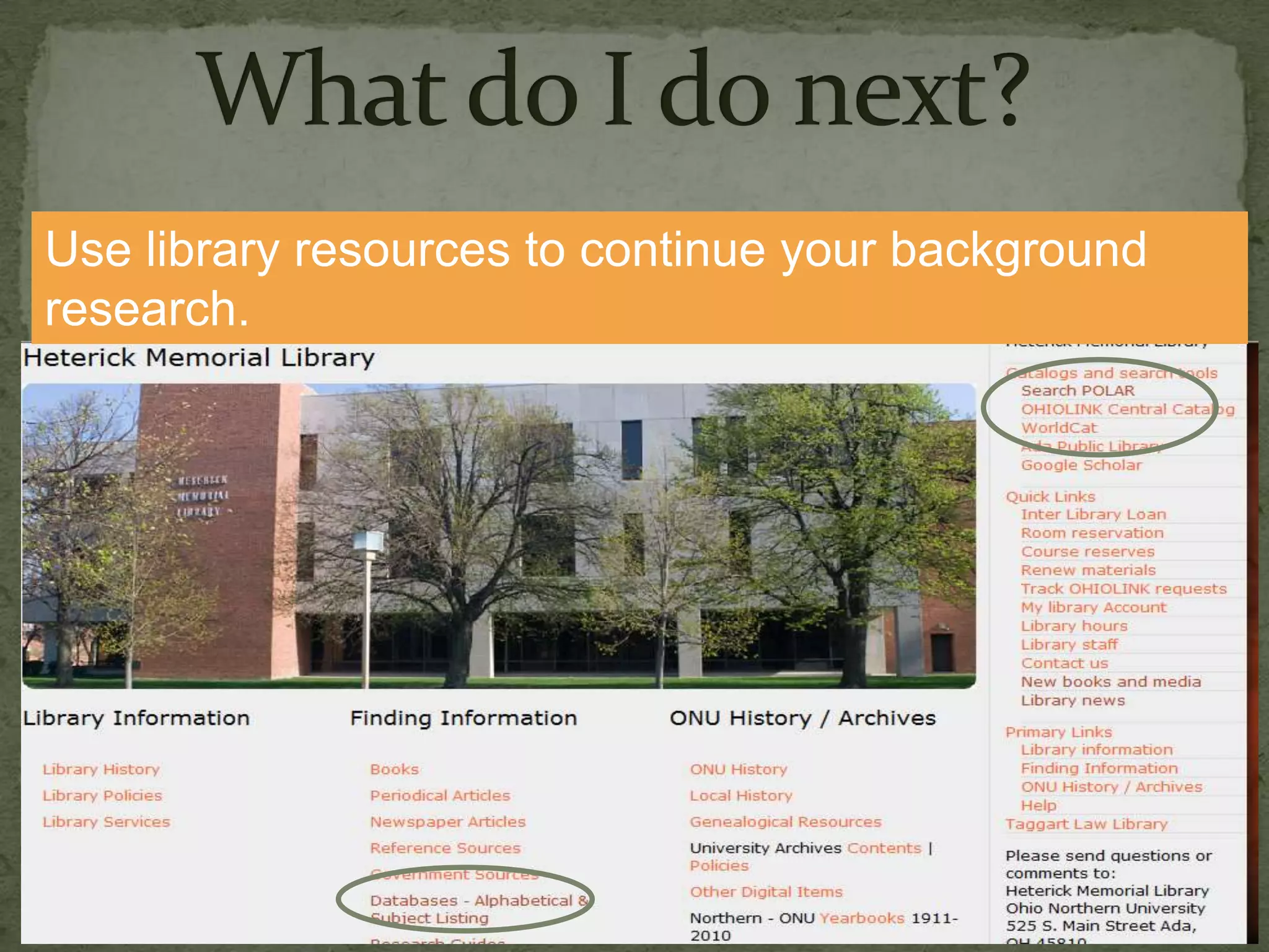 Research narrowed topic using subject specificdatabases