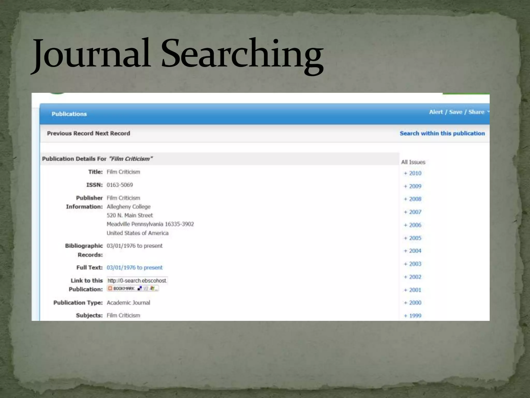 FIND A BOOK∞POLARClick on the “Find Similar Items” link found on each item recordLooks in one place – subject