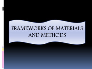 FRAMEWORKS OF MATERIALS
AND METHODS
 