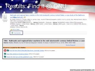 Results: Find It @ ONU
 