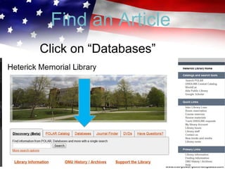 Find an Article
Click on “Databases”
 