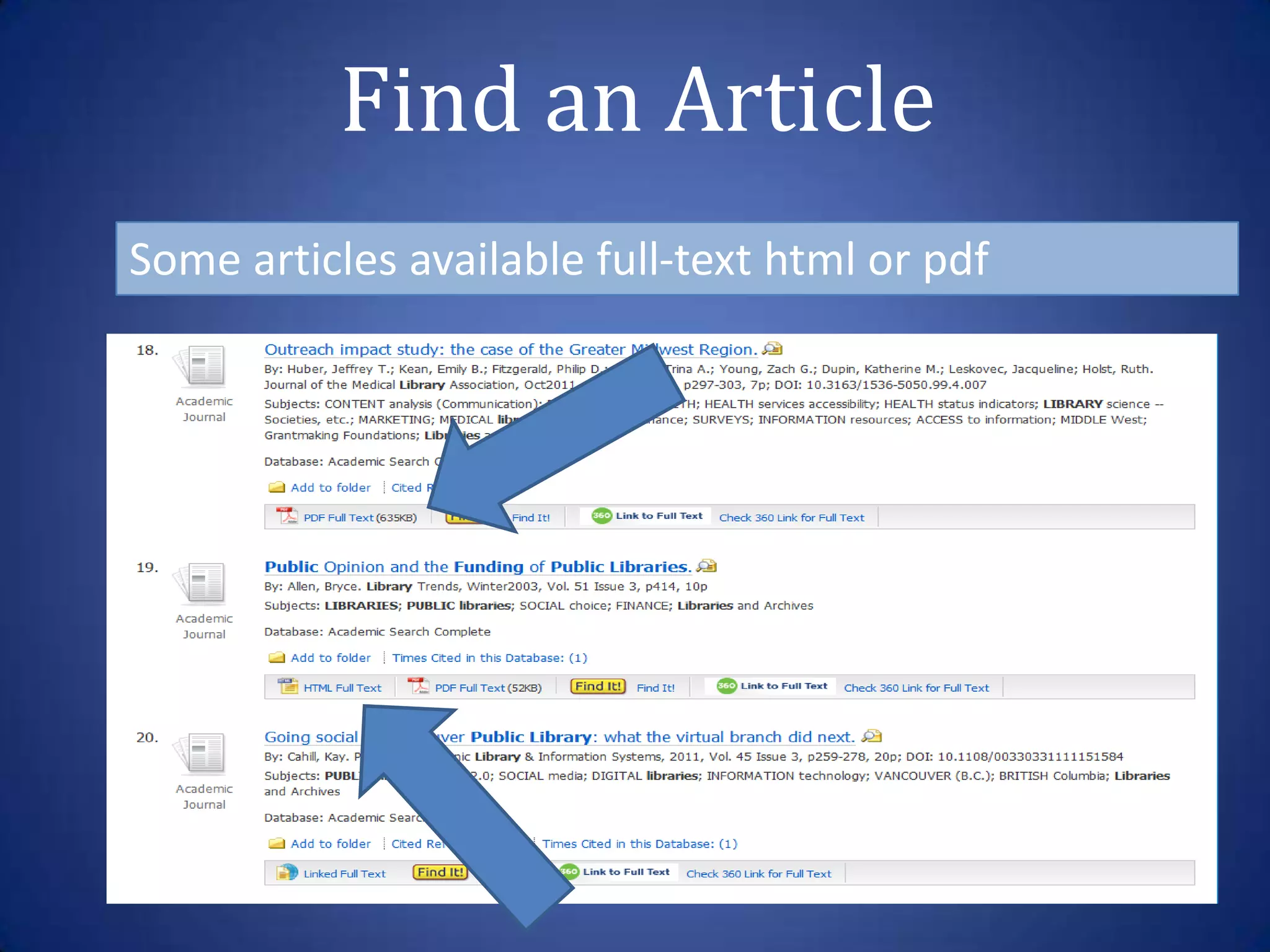 Find an Article
Some articles available full-text html or pdf
 