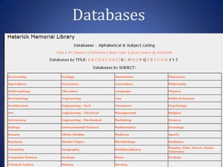 Databases
 