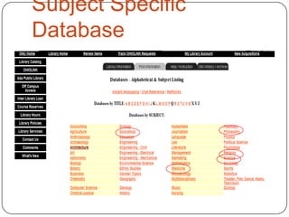 Subject Specific
Database
 