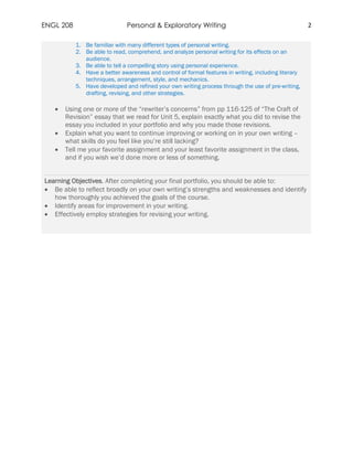 ENGL 208 Final Portfolio Assignment Sheet | PDF