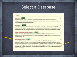 Select a Database
 