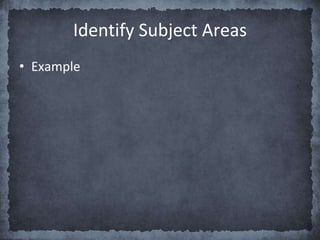 Identify Subject Areas
• Example
 