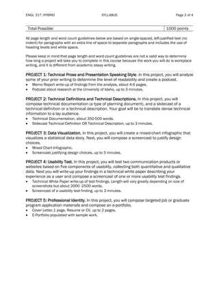 Guidelines Syllabus Engl 317 syllabus | PDF