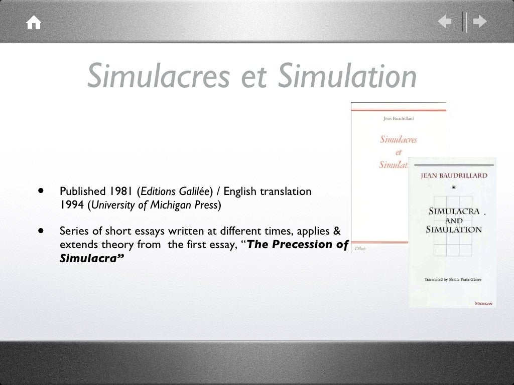 Simulacra and Simulations Jean Baudrillard