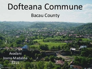 Dofteana Commune
Bacau County
Avadani
Ioana-Madalina
8215
 
