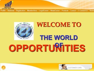 OPPORTUNITIES
THE WORLD
OF
WELCOME TO
 