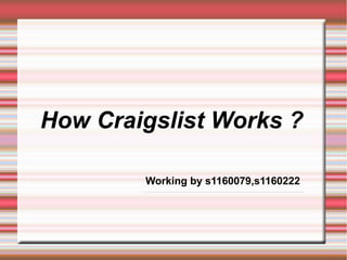 How Craigslist Works ?
Working by s1160079,s1160222
 