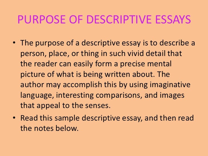 Purpose of a descriptive essay