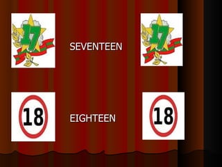 SEVENTEEN




EIGHTEEN
 
