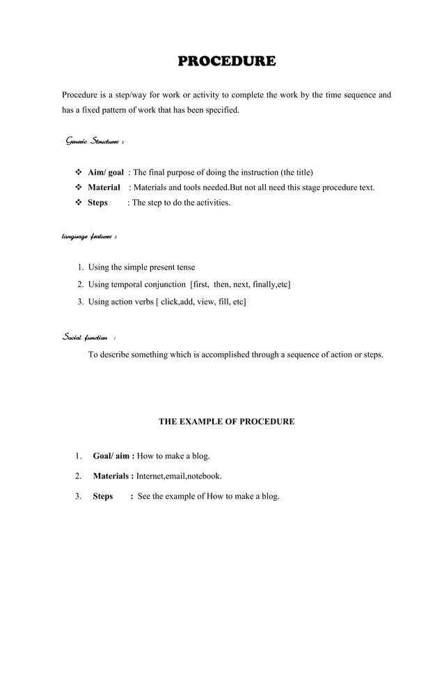 The example of procedure text