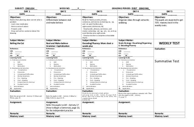 7 dll grade english DLL in English 3 Grade
