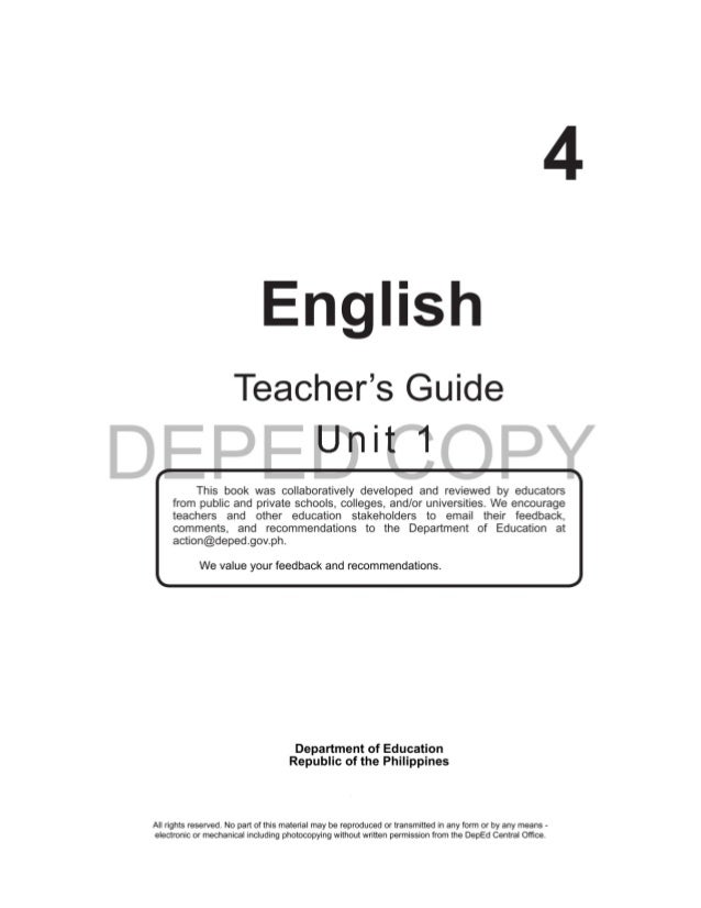 K TO 12 GRADE 4 TEACHER S GUIDE IN ENGLISH Q1 Q4