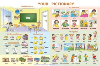 YOUR PICTIONARY
YOUR PICTIONARY
YOUR PICTIONARY
YOUR PICTIONARY
YOUR PICTIONARY
YOUR PICTIONARY
YOUR PICTIONARY
YOUR PICTIONARY
YOUR PICTIONARY
garden school shop park
room
house
window
board
shelf
clock
bin
chair
desk
table
floor
pupil
door
rubber
sharpener
ruler
pen pencil
pencil case
exercise-book
book
paper
bag
sleep
brush teeth
wake up
put on clothes
get up
have breakfast
make bed
catch the bus
wash face
go to school
picture
pencil case
exercise-book
My Classroom
My Classroom
My Classroom
My Places
My Places
My Places
My Places
My Places
My Places
My Feelings
My Feelings
My Feelings
My School Things
My School Things
My School Things
hot cold
happy sad
thirsty hungry
tired scared
My Morning
My Morning
My Morning
Things I do
Things I do
Things I do
speak talk read write walk
eat drink
make faces
watch TV fish swing have a picnic
talk on the phone make a snowman ski skate
Право для безоплатного розміщення підручника в мережі Інтернет має
Міністерство освіти і науки України http://mon.gov.ua/ та Інститут модернізації змісту освіти https://imzo.gov.ua
 