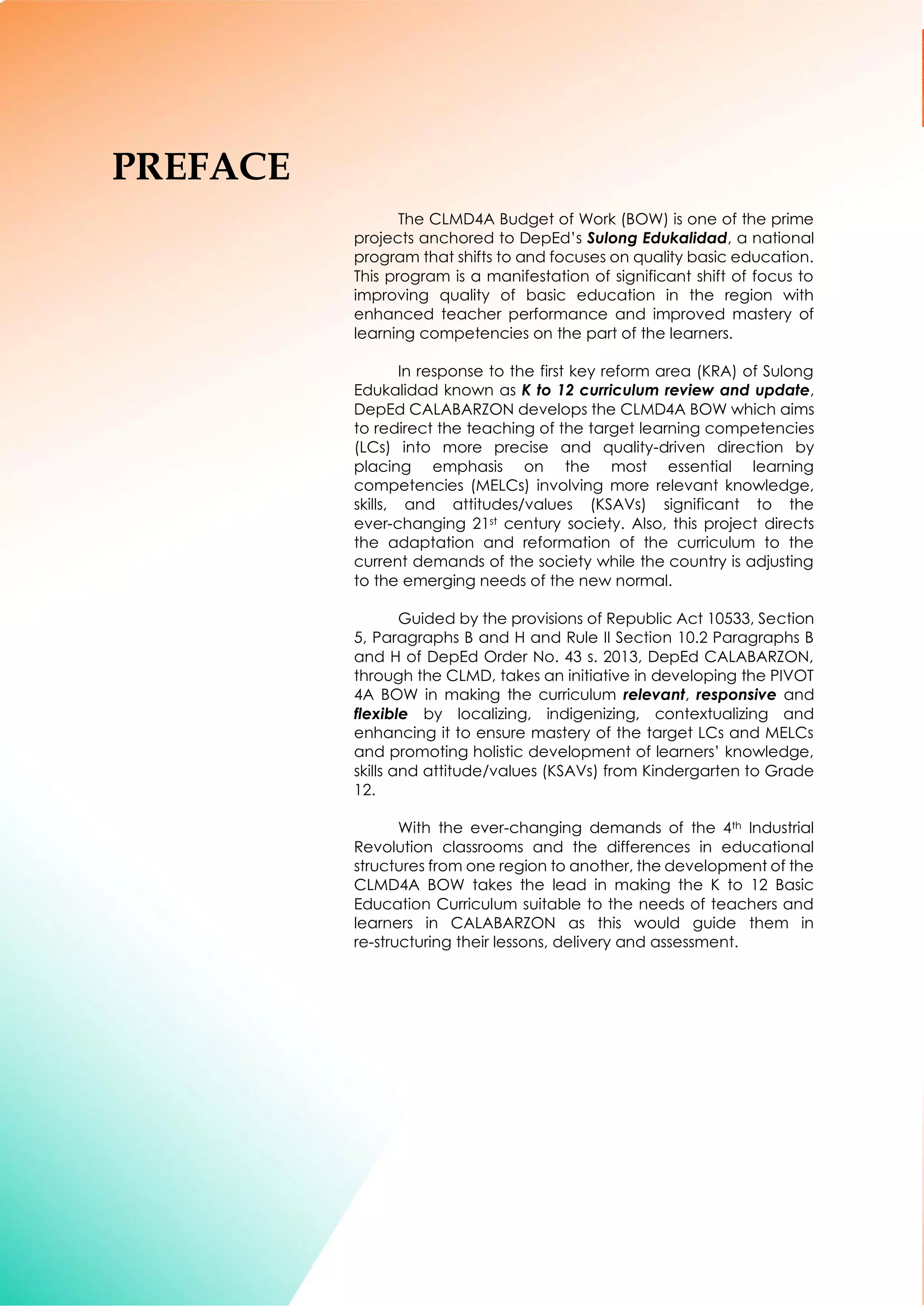 Clmd 4a budget of work pdf primary education education