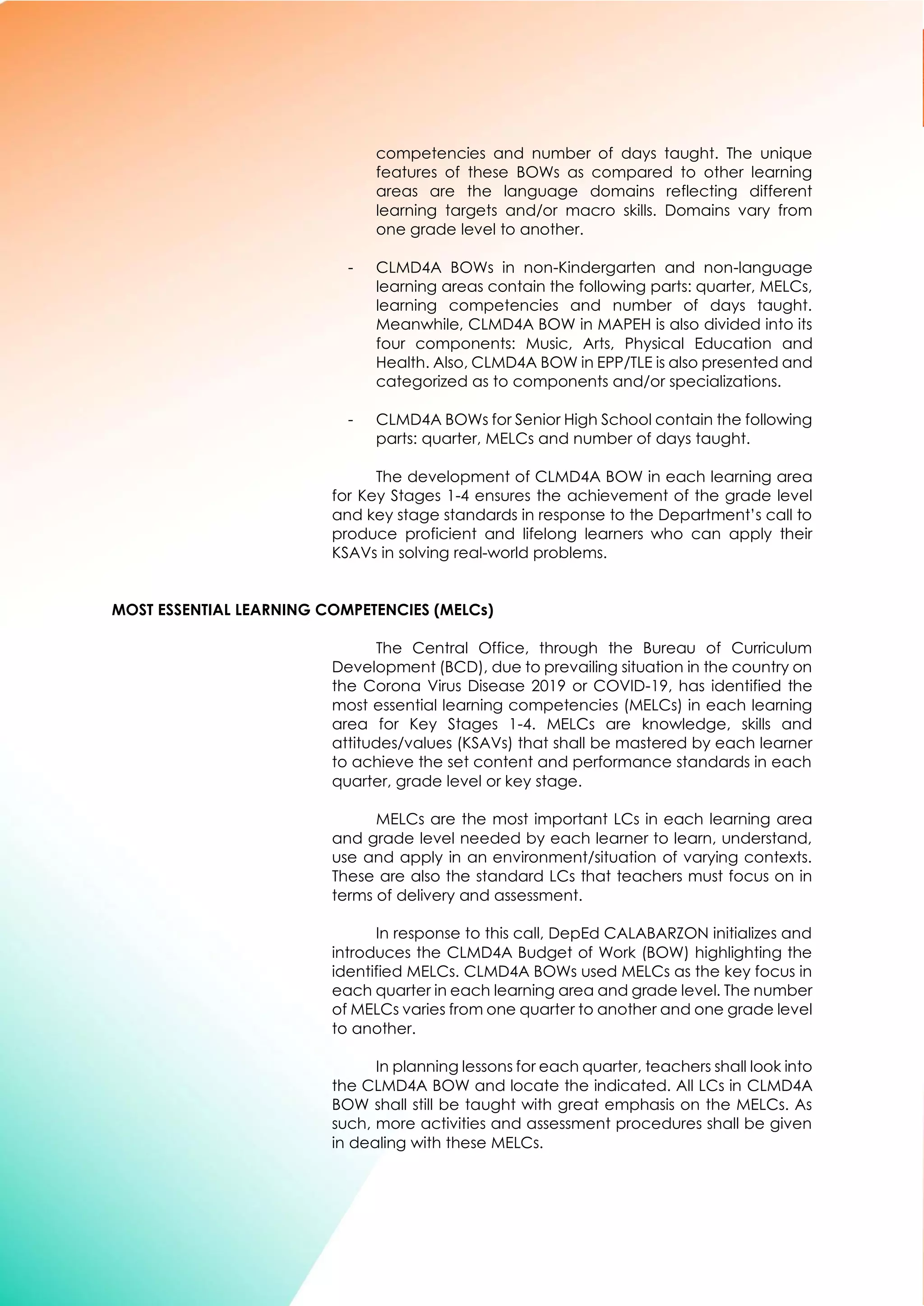 Clmd 4a budget of work pdf primary education education