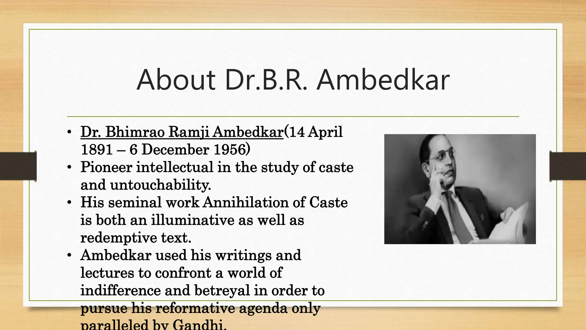 English power point presentation on BR Ambedkar | PPTX