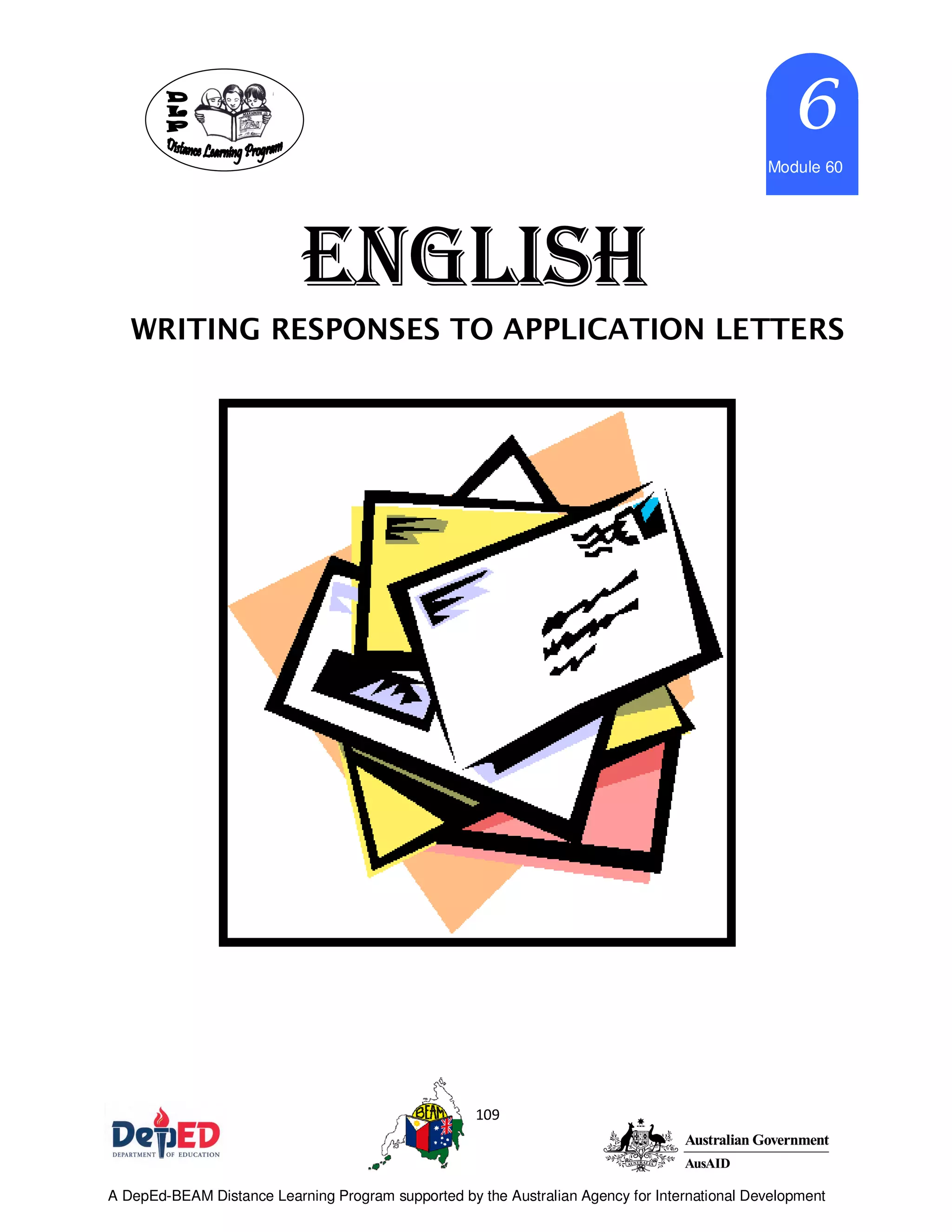 Dlp Letter.pdf English 6-dlp-60-writing-repsonses-to-application-letters | PDF