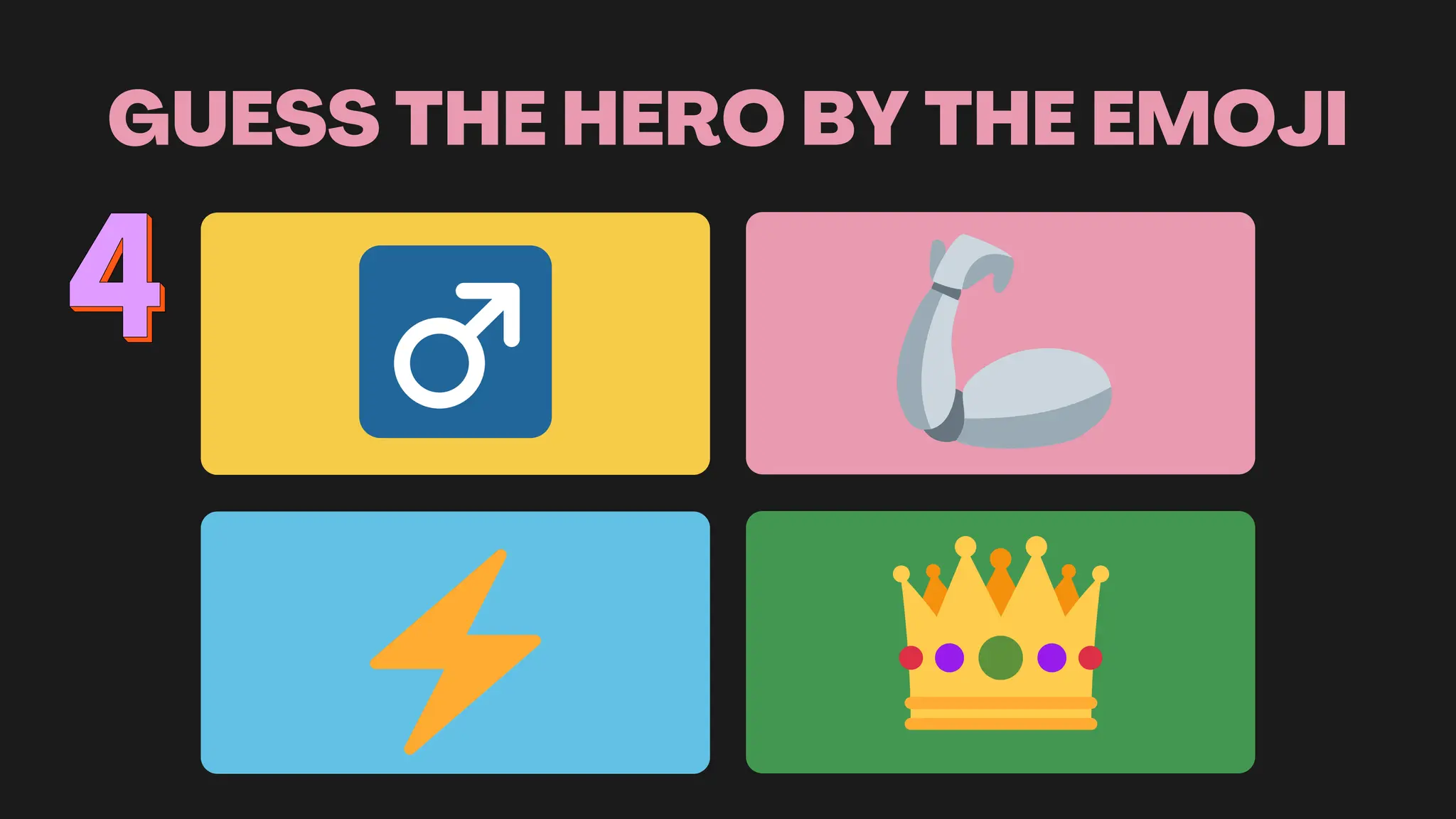 GUESS THE HERO BY THE EMOJI
 